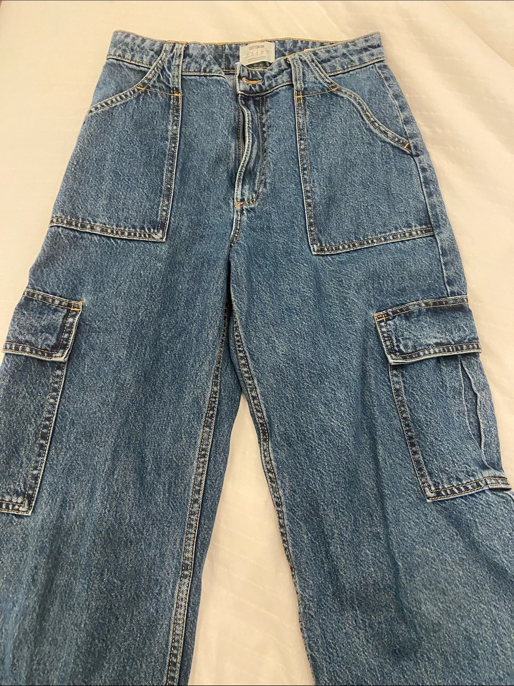 Cotton On Blue Denim Cargo Jeans - Picture 3 of 4